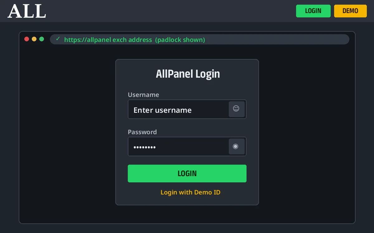 AllPanel Exch login screen on a working address with username and password fields