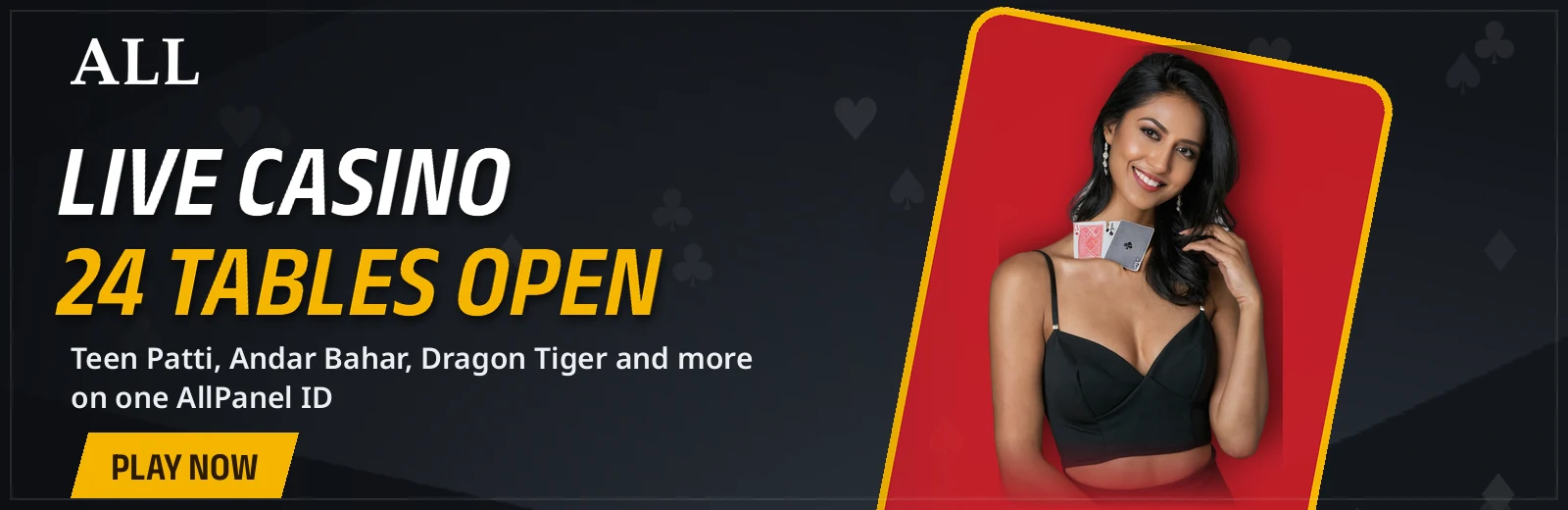AllPanel live casino tables including Teen Patti, Andar Bahar and Dragon Tiger